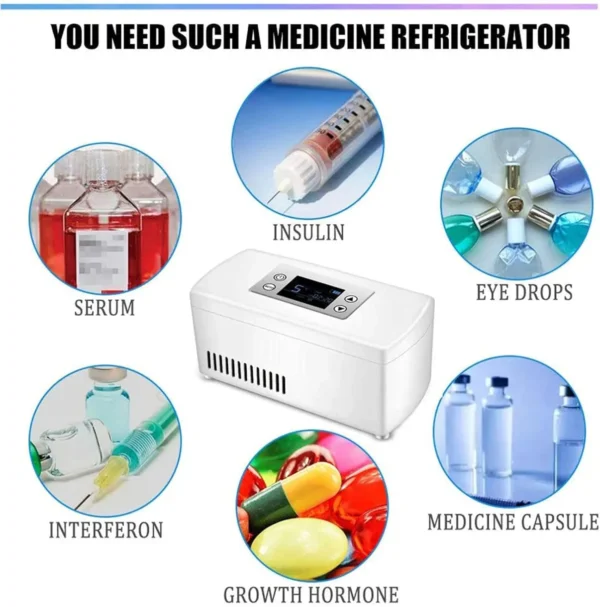 electric insulin cooler travel case box, medication cooler for travel, insulin fridge portable insulin refrigerator, diabetic travel case, 32℉ 64℉temperature control lcd display(large)